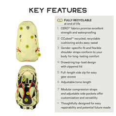 NEMO Resolve 35L daypack side strap detail shows flexible shoulder straps for comfort.