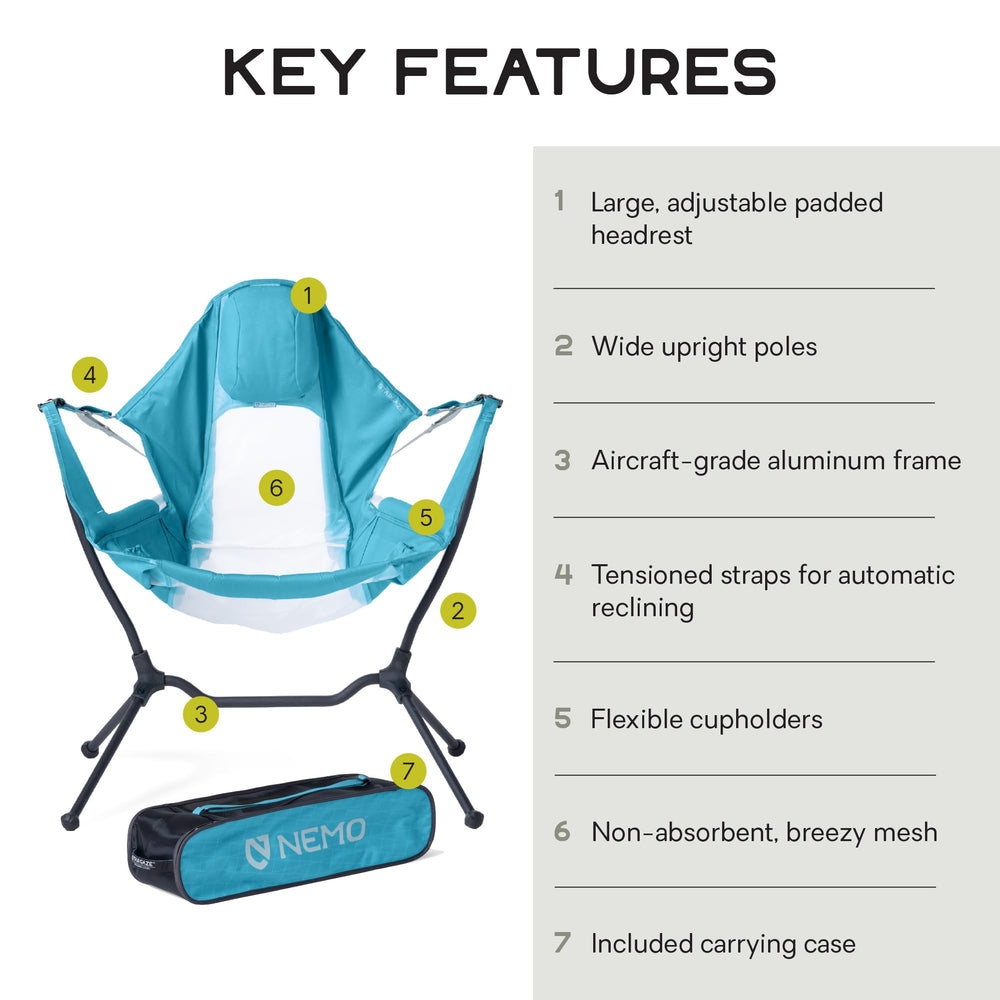 Nemo Stargaze auto-recline lets you lean back for skyward viewing.