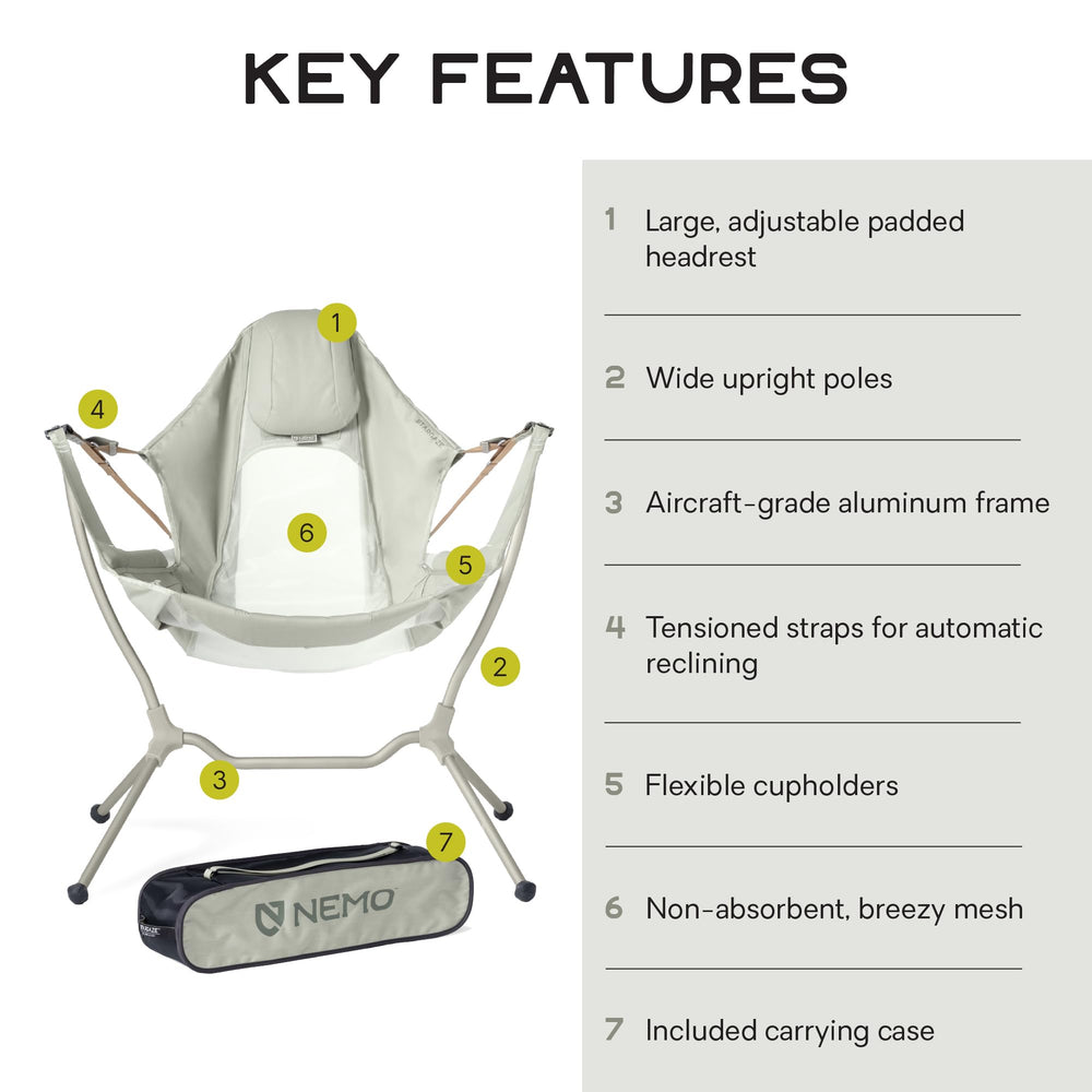 Nemo Stargaze chair with side pouches for convenient essentials during outdoor use.