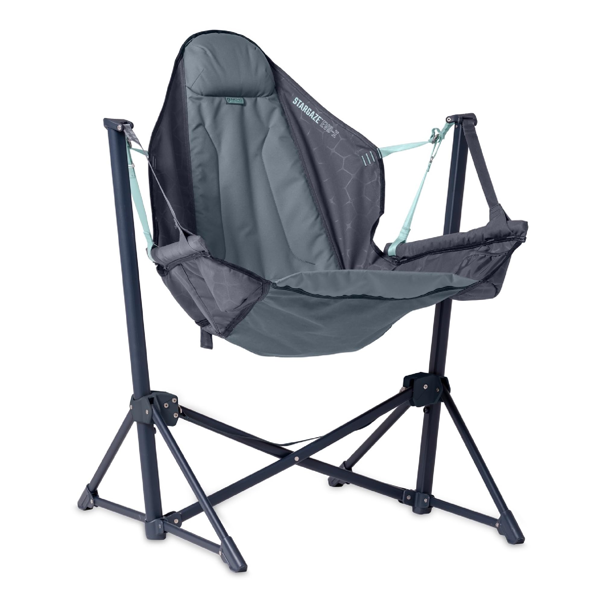 Nemo Stargaze EVO-X chair in open X-frame for instant camp comfort.
