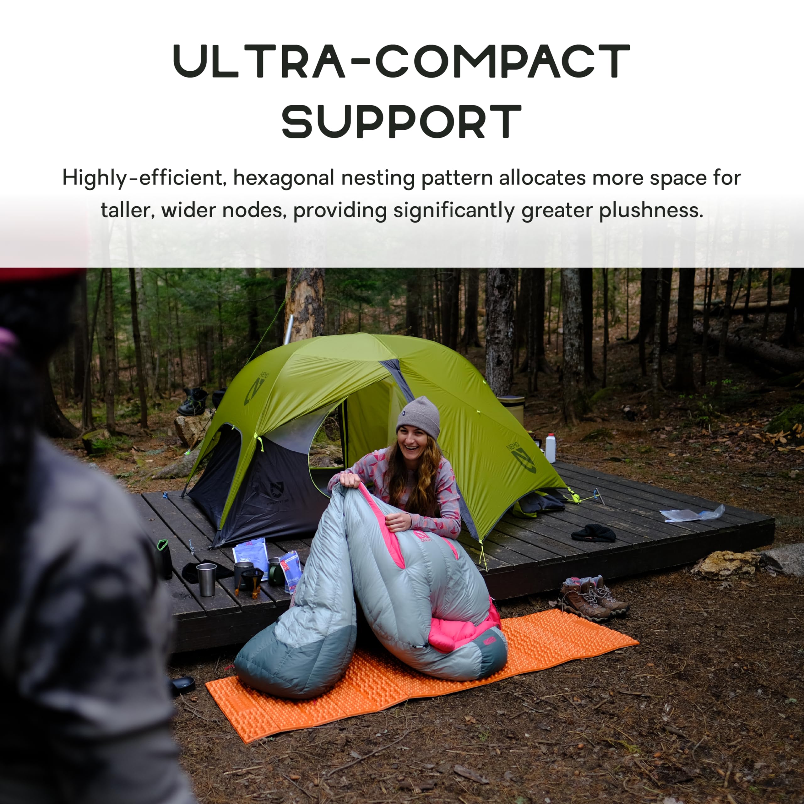 NEMO Switchback folded-compact image highlights easy stowing and travel-friendly size.