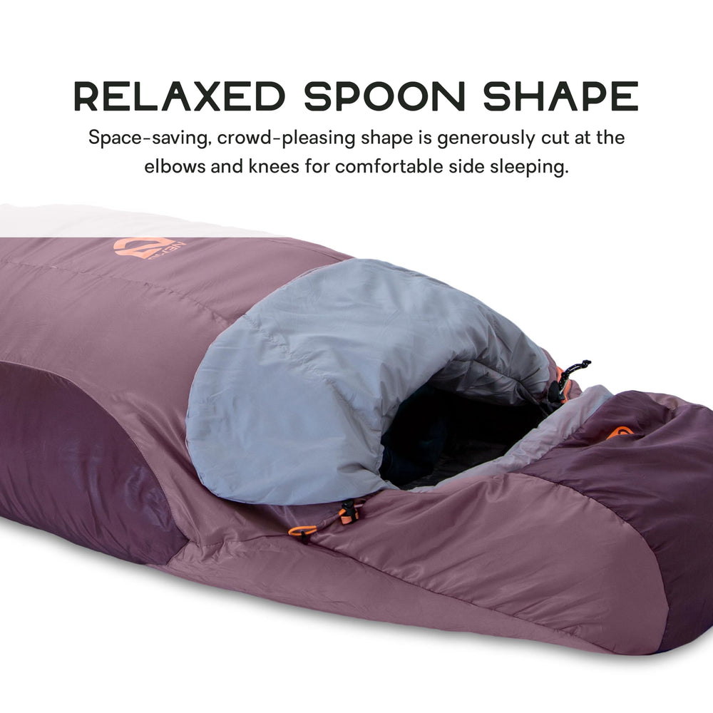 NEMO Tempo Stratofiber-fill delivers warmth, moisture resistance, and packability.