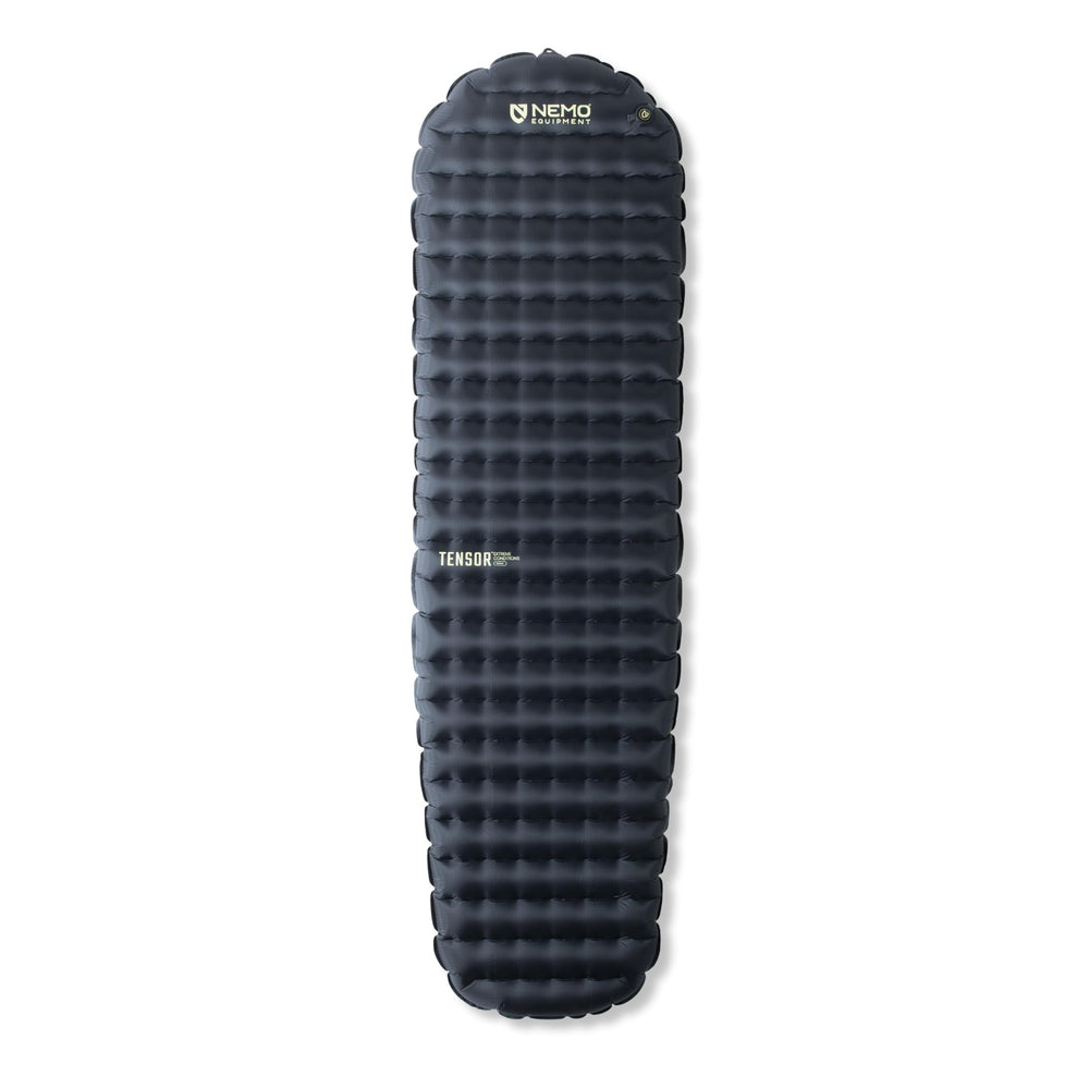 Nemo Tensor sleeping pad setup closeup highlights premium insulation for cold-weather camping.