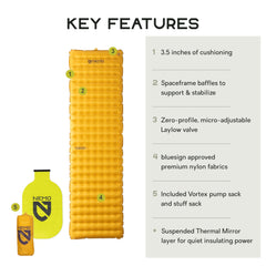 Nemo Tensor Trail ultralight sleeping pad in compact-pack-size for lightweight backpacking.