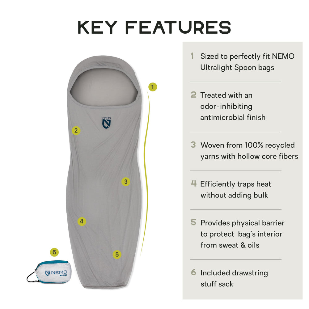 NEMO Tracer Blaze liner inside sleeping bag boosts comfort and warmth on cool nights.