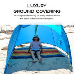 Nemo Victory Blanket on beach scene with waterproof bottom resisting sand and moisture
