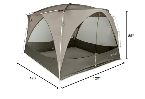 Nemo Victory Screenhouse olive setup shields from sun, rain, and insects.