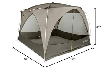 Nemo Victory Screenhouse olive setup shields from sun, rain, and insects.