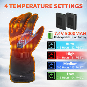 Nencoo heated gloves back view with carbon fiber heating for lasting warmth