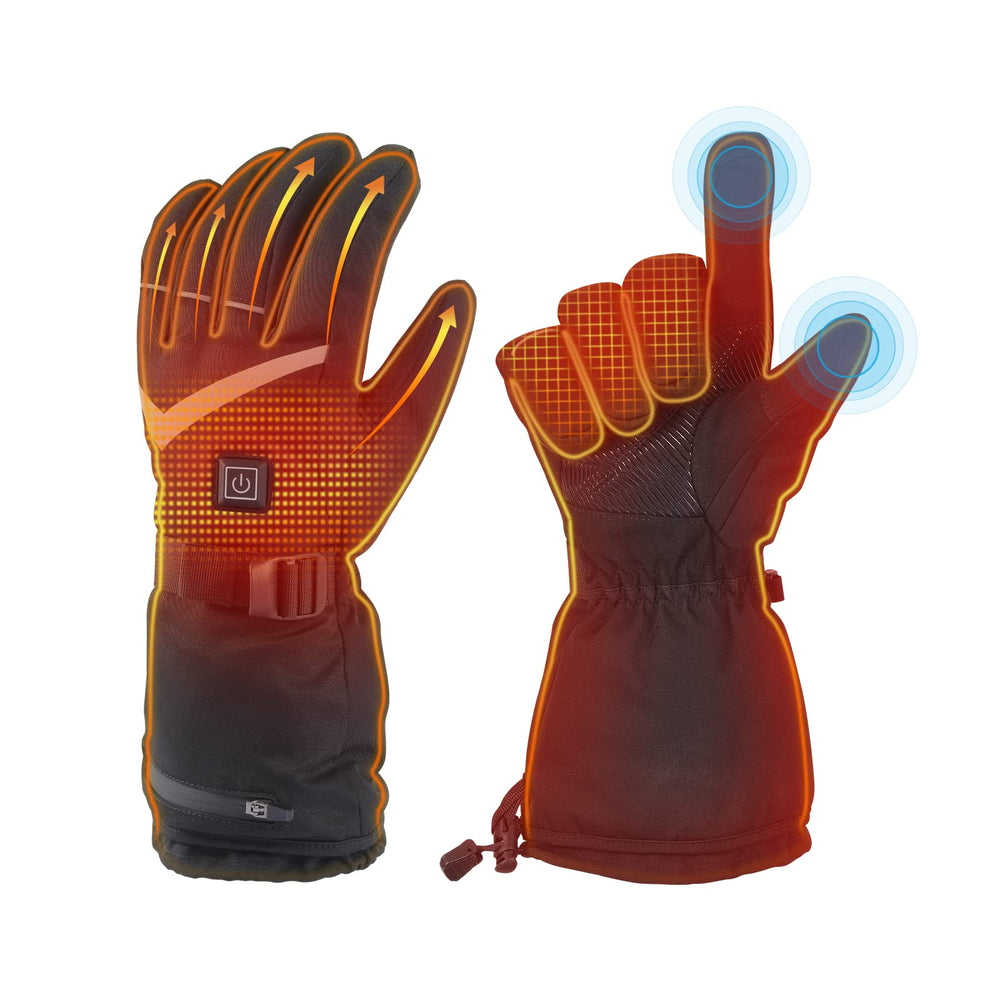 Nencoo heated gloves front view demonstrate snug fit for cold rides