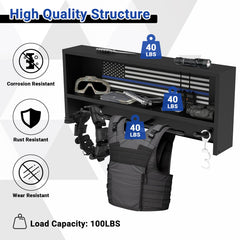 Neoaider gear rack close-up shows heavy-duty hooks for durable storage