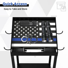 Neoaider police gear stand bottom storage space keeps heavy gear neatly stowed