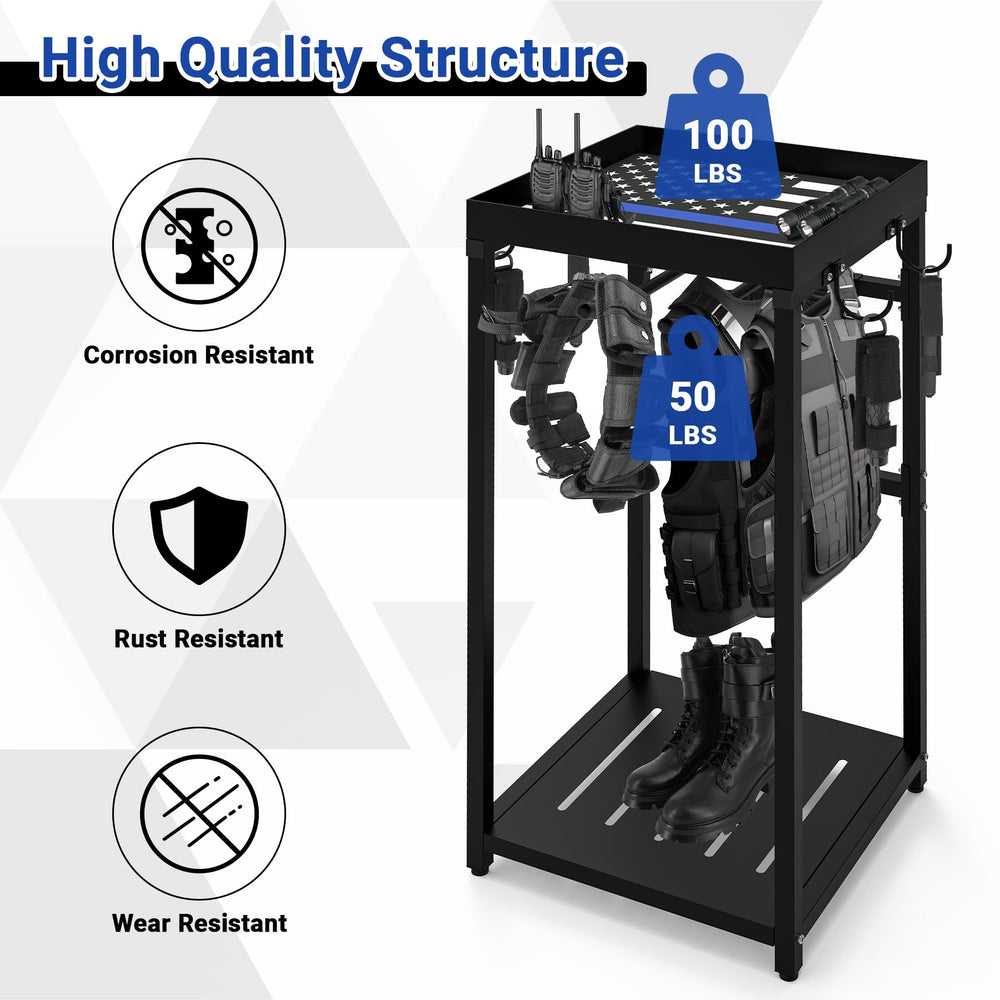 Neoaider police gear stand seven hooks secures duty belt and gear