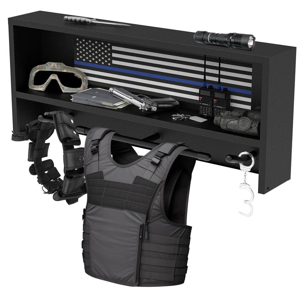 Neoaider wall-mounted police gear rack with 3 hooks for quick organization