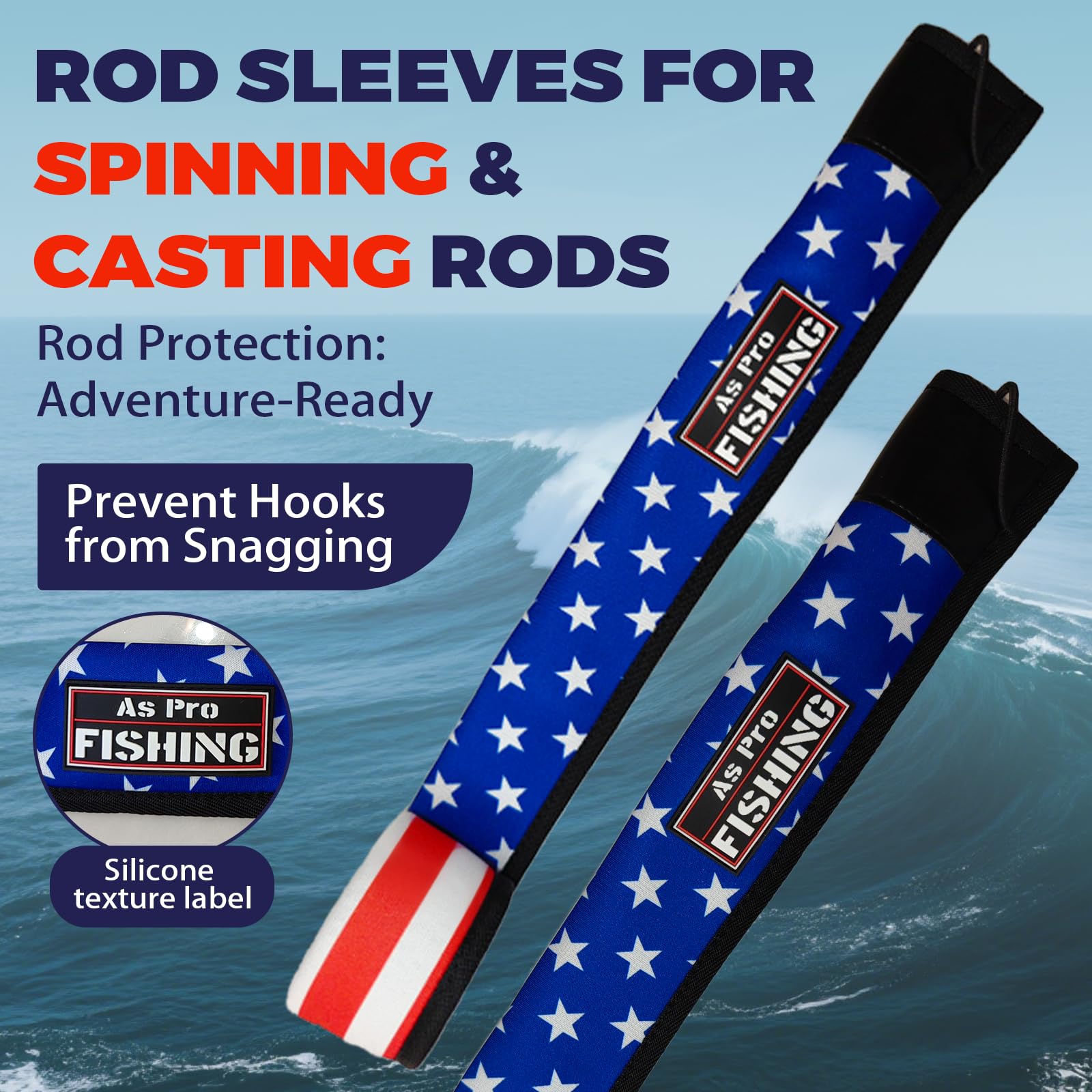 Rod sleeve showing compatibility with spinning and casting rods