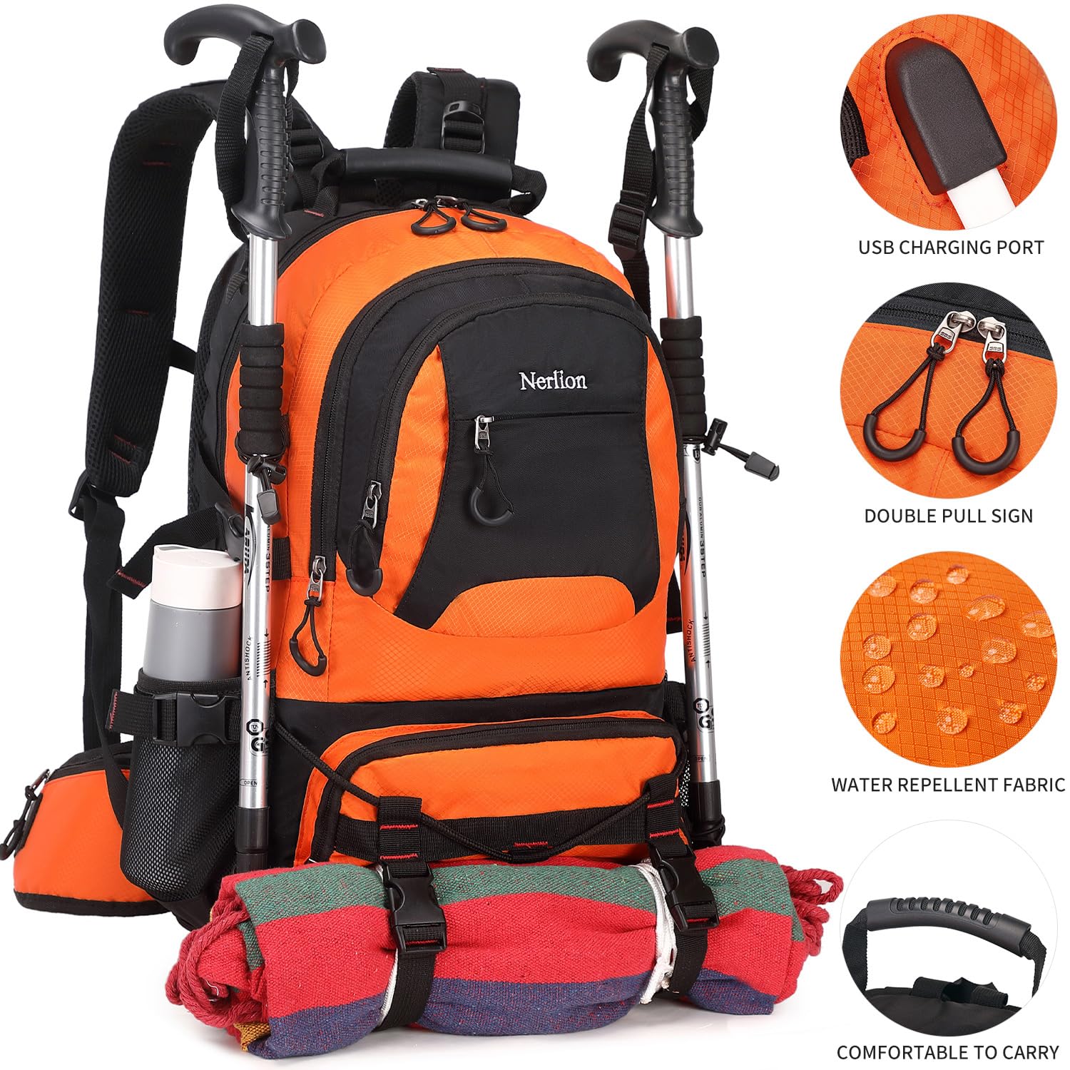 NerIion 40L pack back panel with hidden anti theft pocket for valuables.
