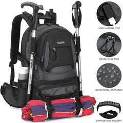 NerIion 40L hiking backpack back-panel anti-theft pocket safeguards valuables.