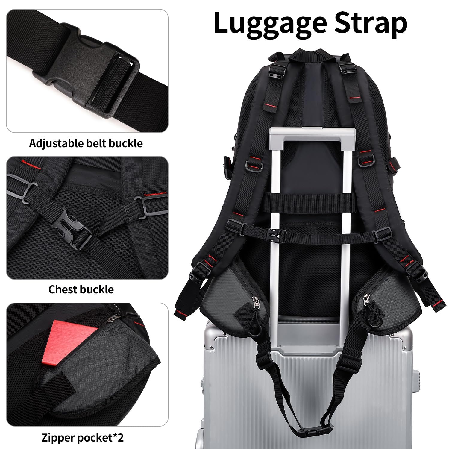 NerIion 40L hiking backpack side pockets hold water bottle and snacks.