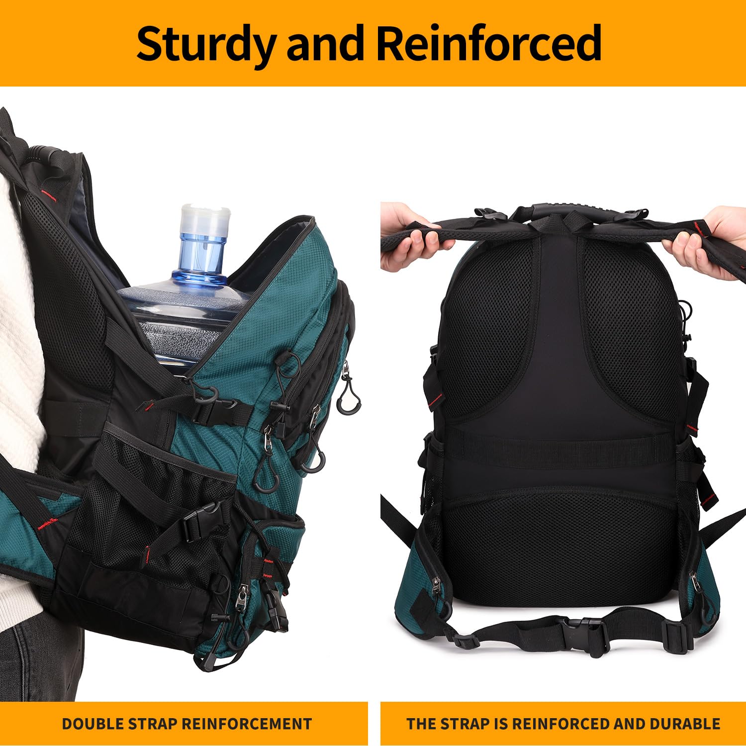 NerIion 40L hiking backpack tear-resistant fabric withstands rugged outdoor use.