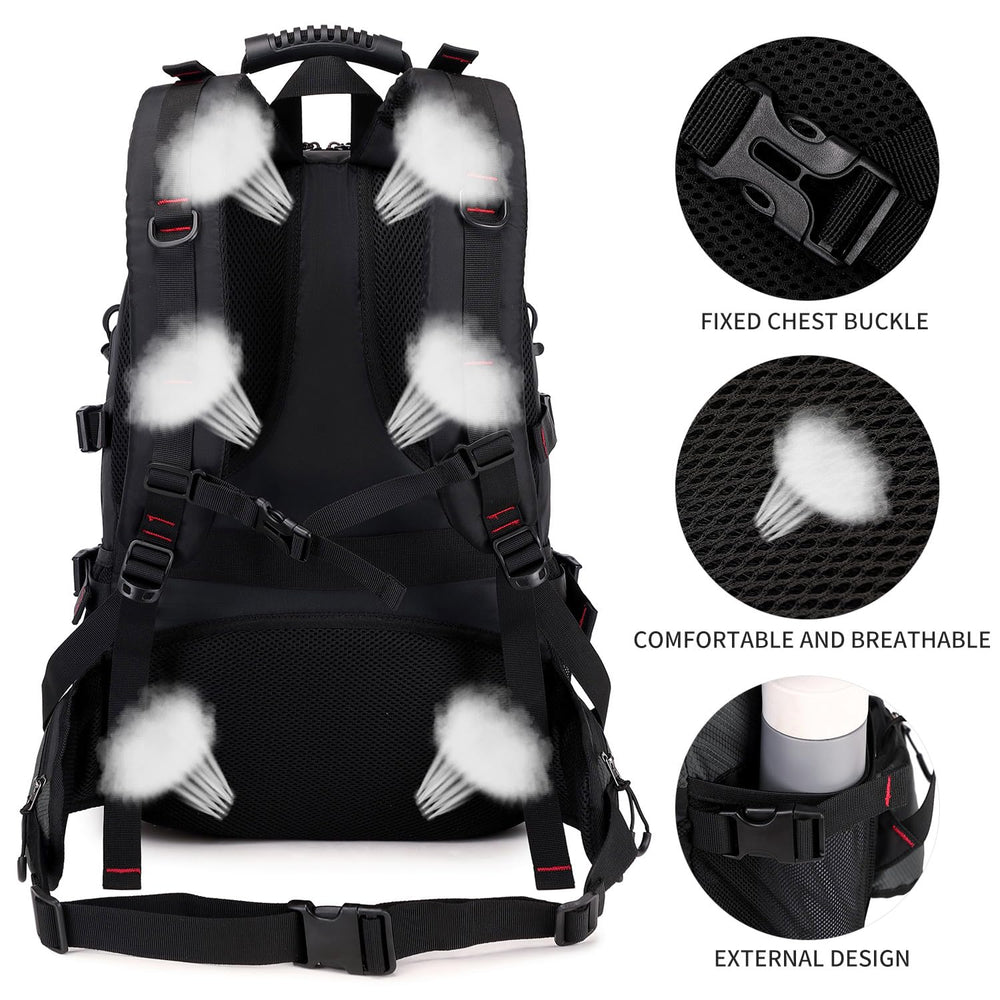 NerIion 40L hiking backpack waterproof nylon handles rainy day adventures.