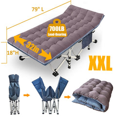 NESDCC foldable camping cot with carry bag, easy transport for trips.