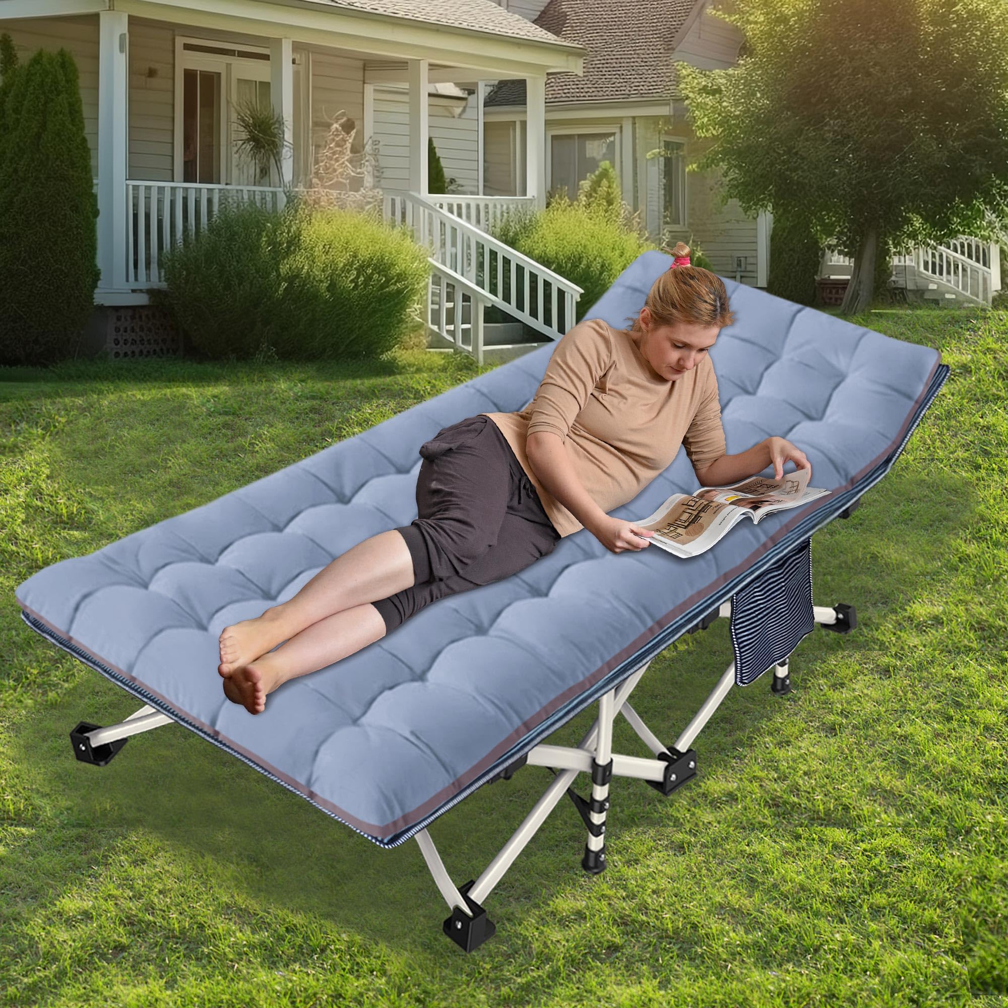 NESDCC cot with soft mattress pad provides comfortable sleep for guests.