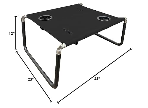 Neso Beach Table cup holder-use shows convenient drinks within reach.