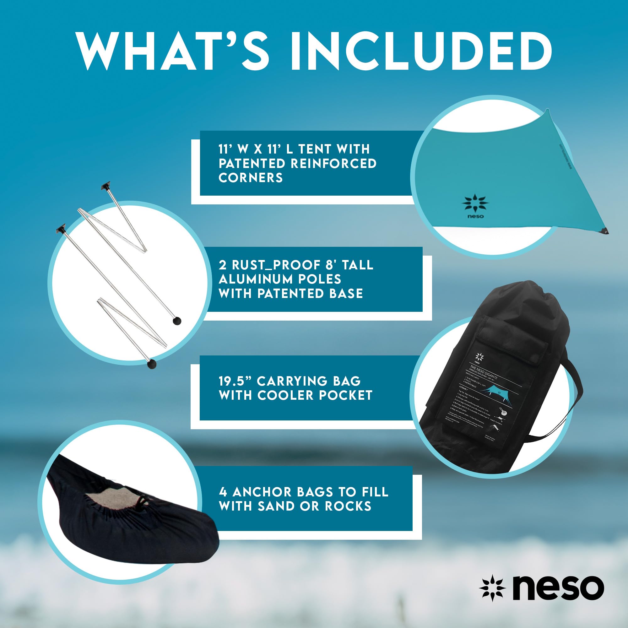 Neso Gigante water-resistant fabric helps keep belongings dry.