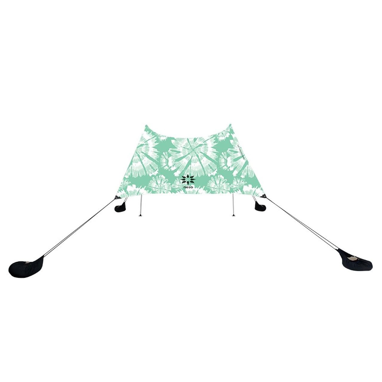 Neso Grande mint tie-dye beach tent open, offering wide shade and UPF 50+ sun protection.