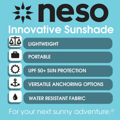 Neso reinforced corners reduce wobble for reliable shade near waves or picnics.