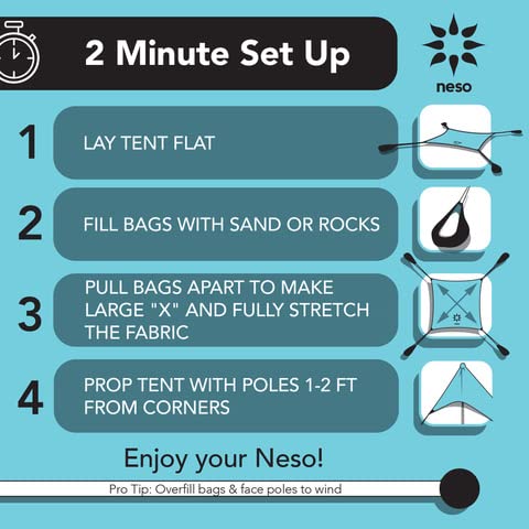 Neso rust-proof aluminum poles provide durable support on the beach.