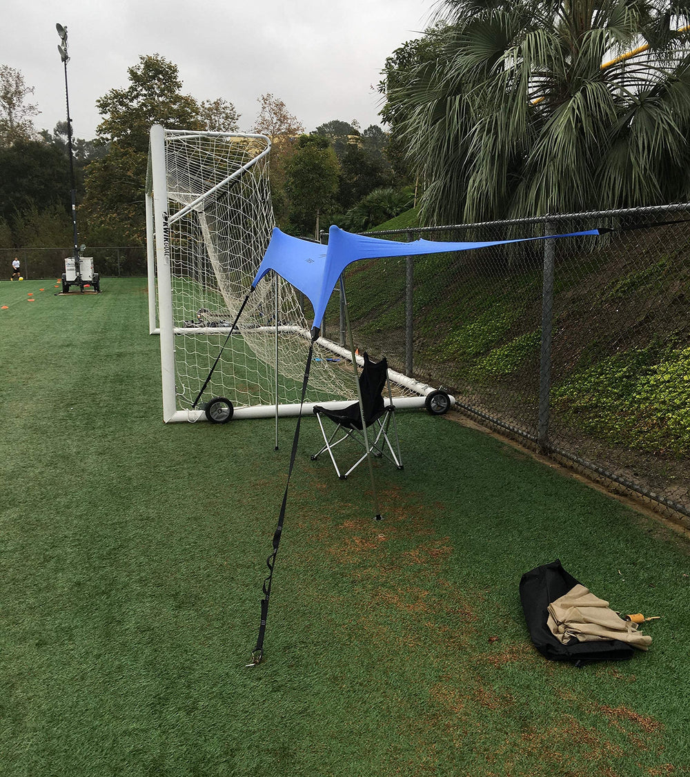 Neso Sidelines 1 side-angle view shows lightweight aluminum poles and reinforced corners.