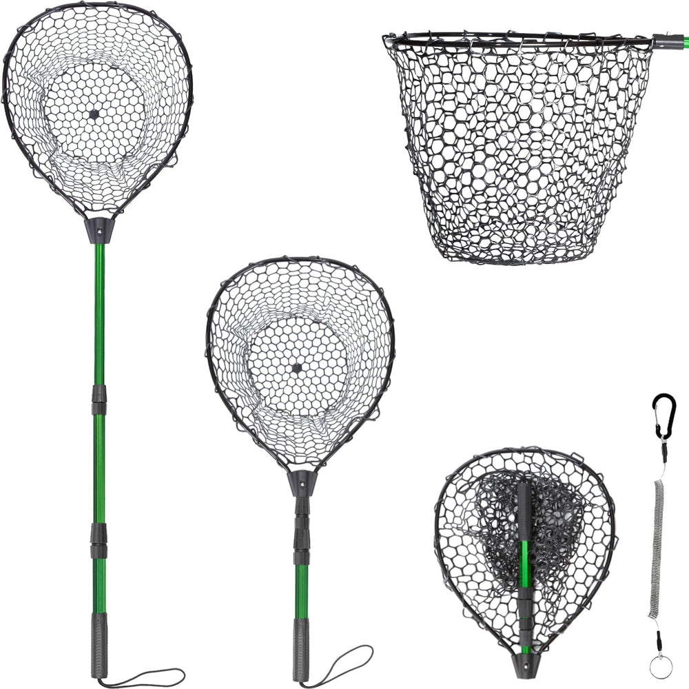 NestSprout rubber fishing net handle extended for long reach landing