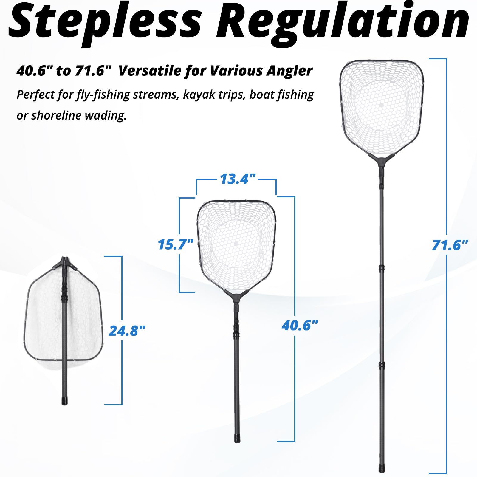 Net collapsed for compact storage suitable for backpack or kayak