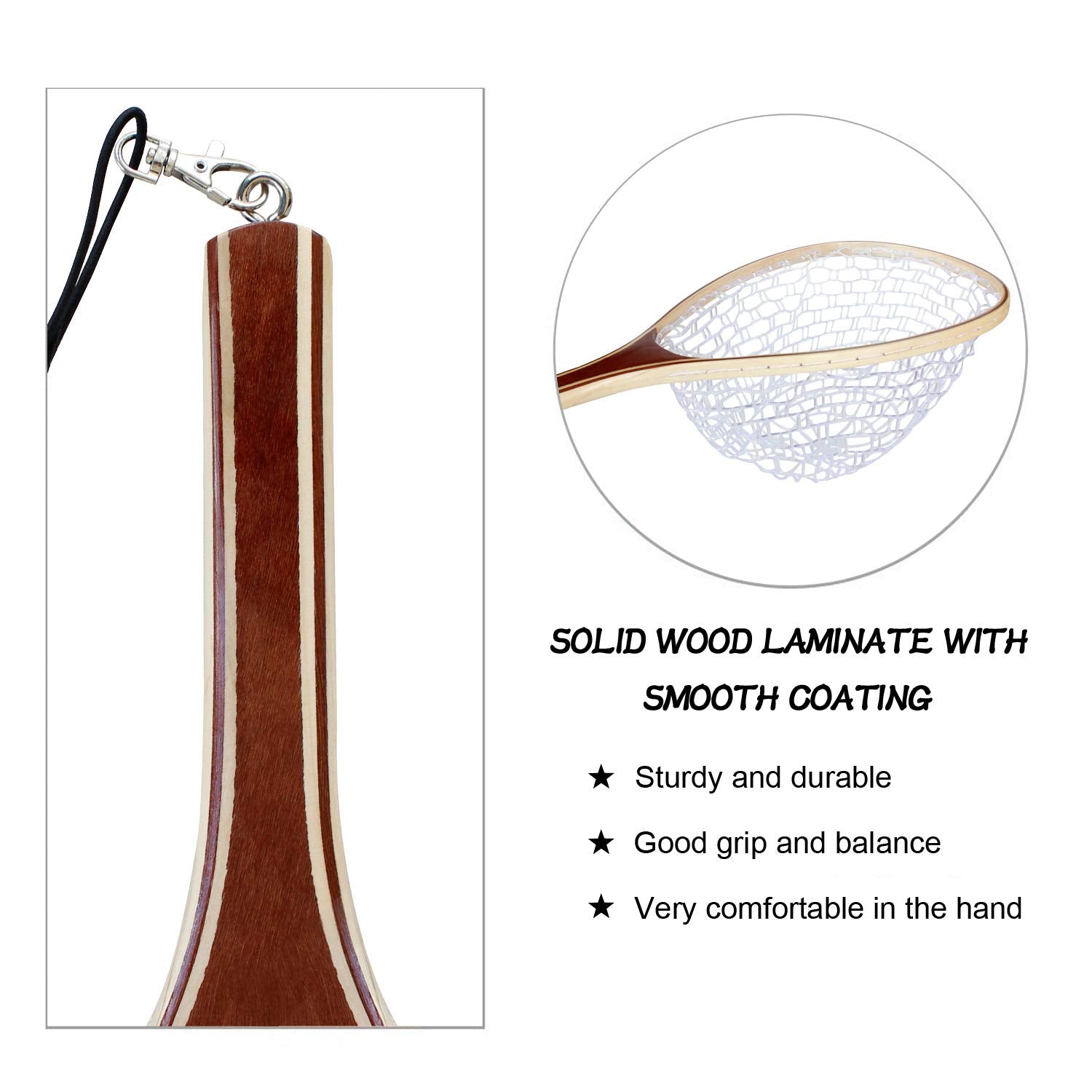 360-degree copper swivel release at NetAngler handle end