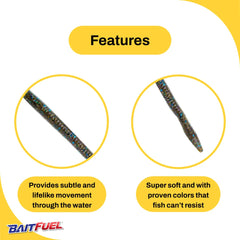 NetBait BAITFUEL T-Mac worm, lifelike action, attracts more strikes with realistic movement.