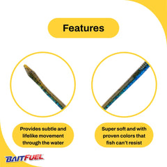 NetBait BAITFUEL T-Mac worm texture shot emphasizes realism and color match