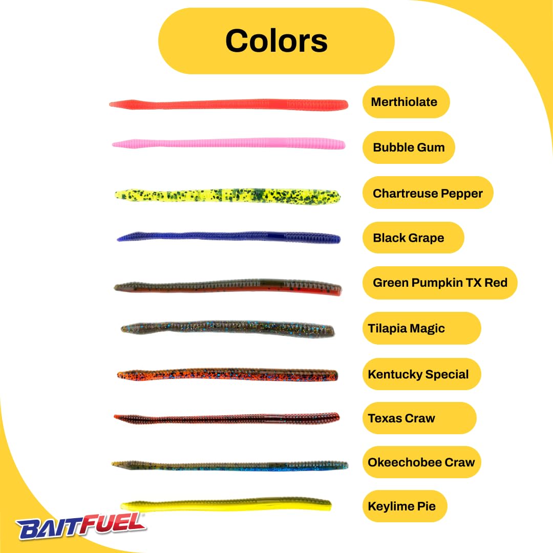 NetBait BaitFuel T-Mac Worm 22 colors available to match forage.