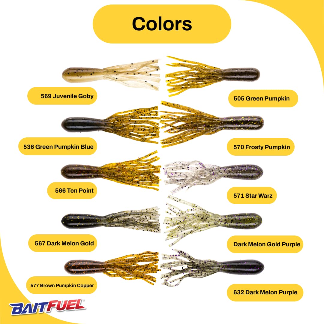 NetBait BaitFuel Tubes imitate prey colors for versatile use in varied water conditions.