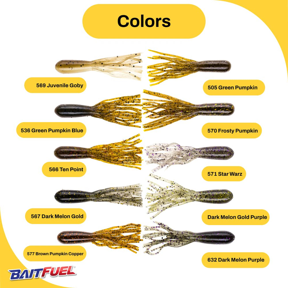NetBait BaitFuel Tubes imitate prey colors for versatile use in varied water conditions.