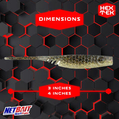 NetBait HexTek EKO Shad 4 inch swimbait side view reveals natural beaver-tail motion
