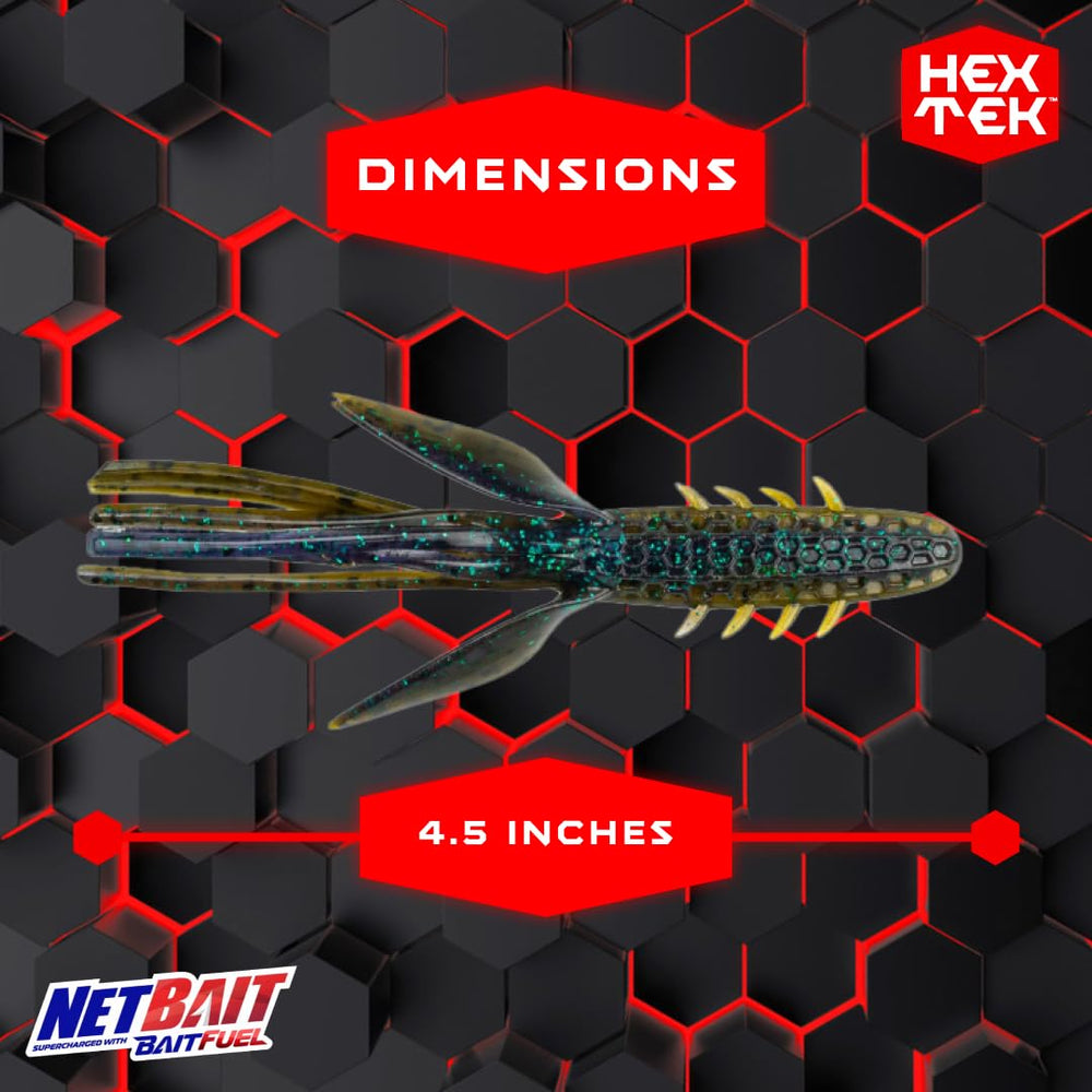 NetBait HexTek Big Boar appendages animate water movement for realistic action.