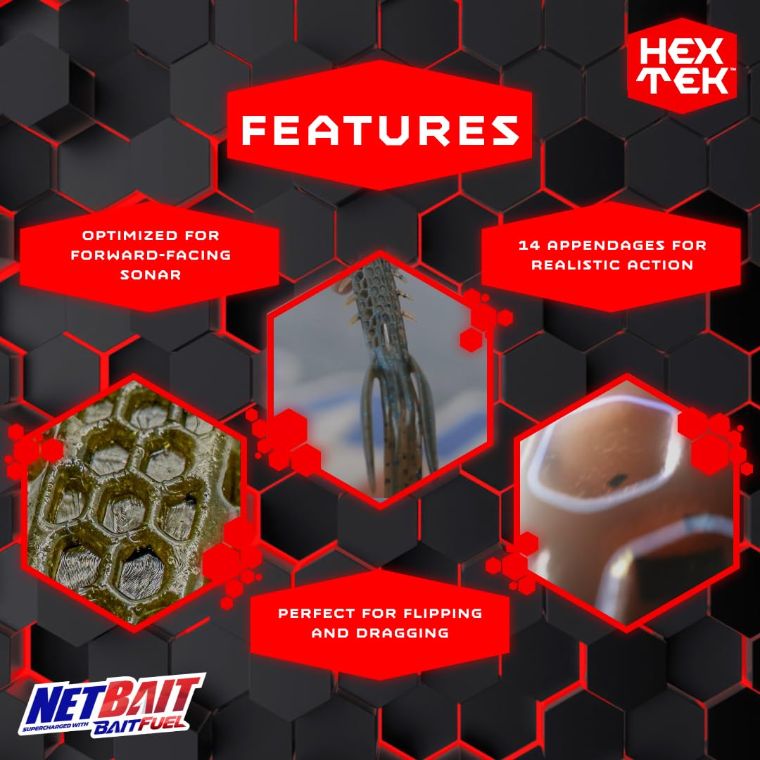 NetBait HexTek Big Boar bait as jig trailer boosts attraction with hex pockets scent release.