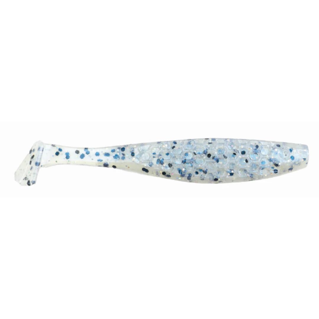 netbait hextek blip minnow 3in blue pearl hologram attracts finesse bass in clear water.