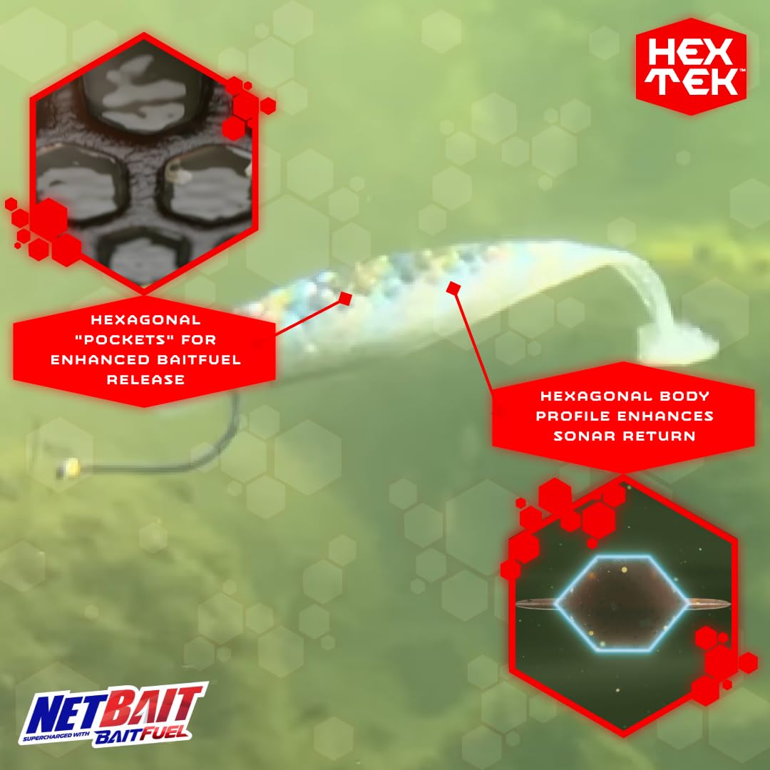 NetBait HexTek Blip Minnow D-tail action close-up, tight movement at slow retrieves.