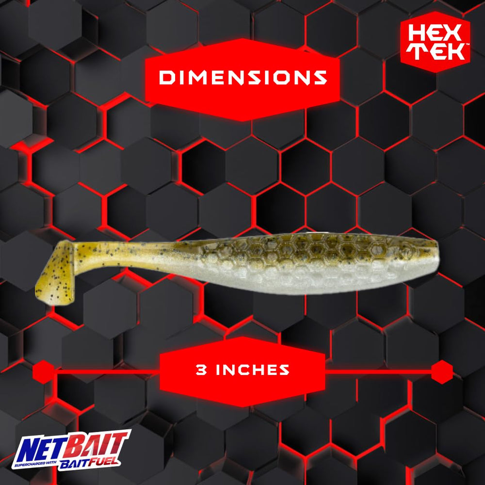 NetBait HexTek Blip Minnow with D-tail action enticing wary bass on slow retrieves