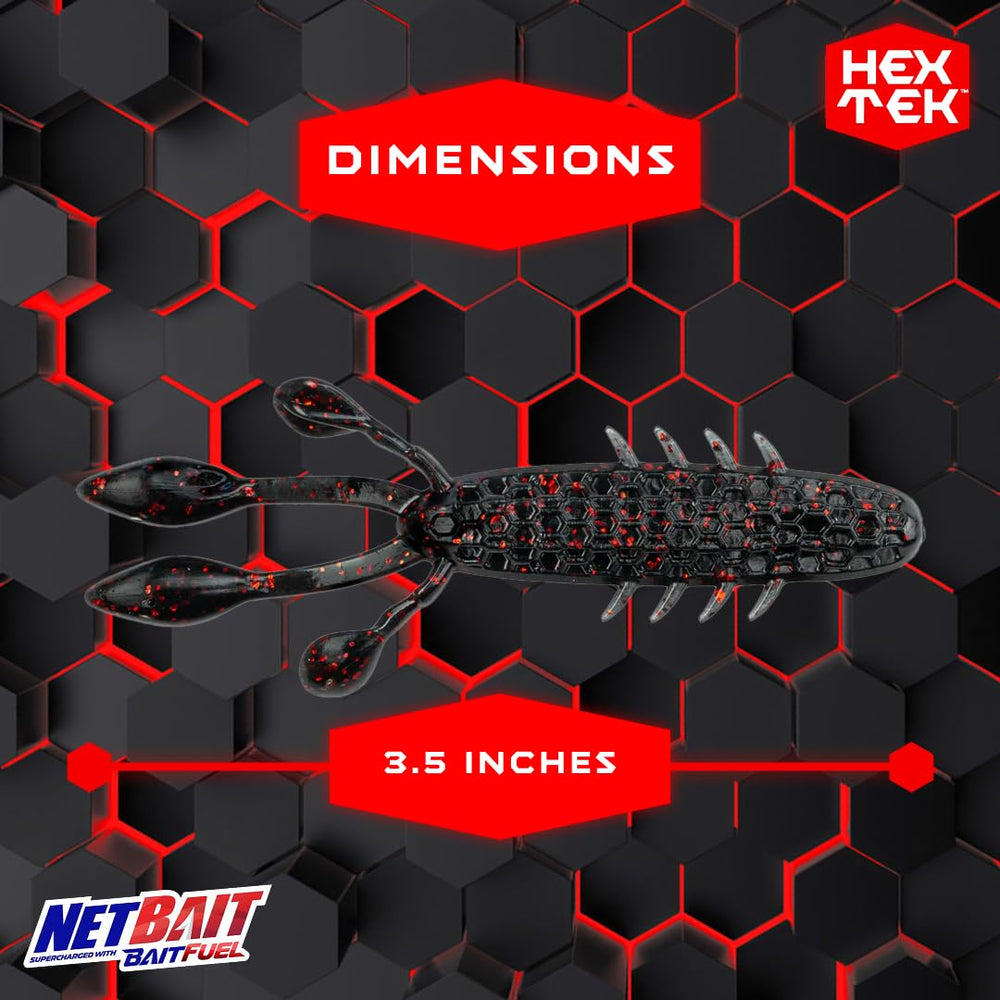 NetBait HexTek EKO Craw tear-drop claws create natural motion that attracts bass.
