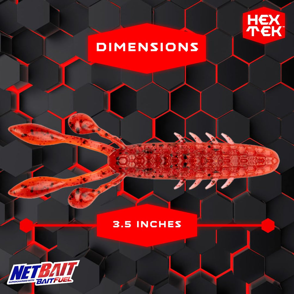 NetBait HexTek EKO Craw tear-drop claws demonstrating natural motion for bass attraction.