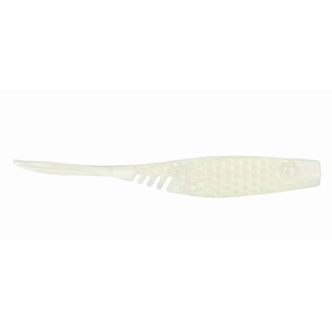 NetBait HexTek EKO Shad 3-inch Albino Pearl, front view emphasizes lifelike silhouette for finesse bass.