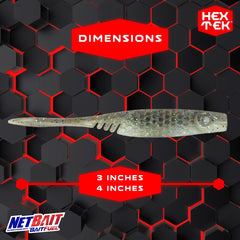 NetBait HexTek EKO Shad 3in beavertail action highlights subtle motion at slow retrieves.